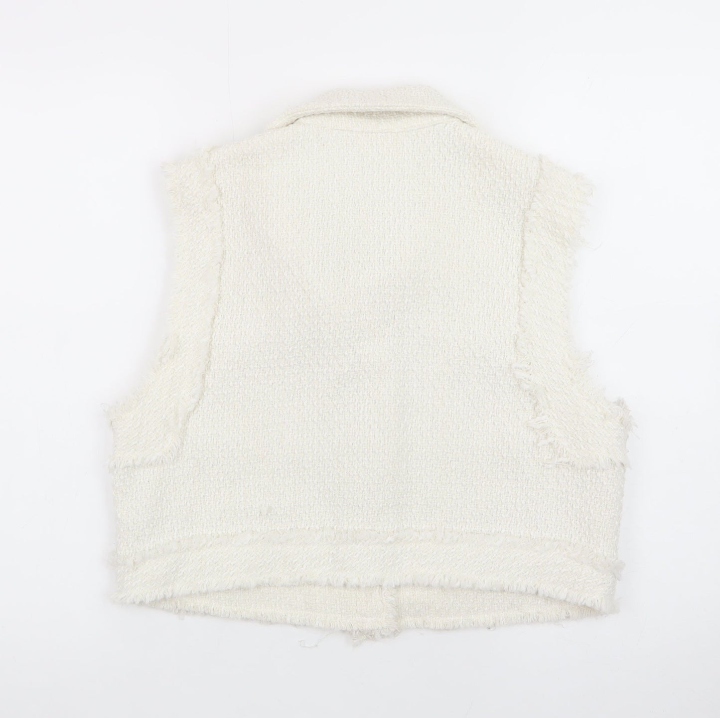 Savida Women Ivory Tweed Button Front Vest Size 14