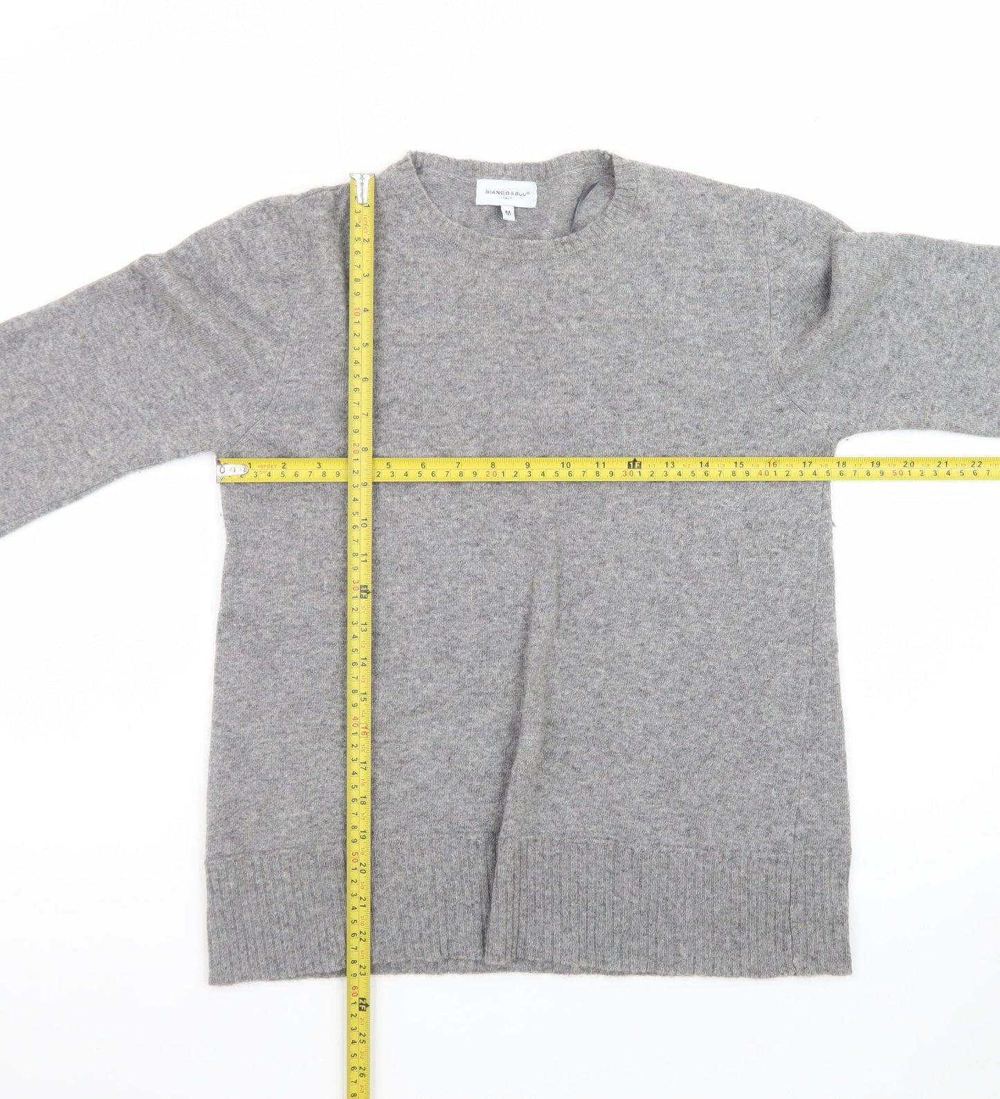 Bianco & Blu Womens Grey Wool Blend Crew Neck Pullover Jumper M