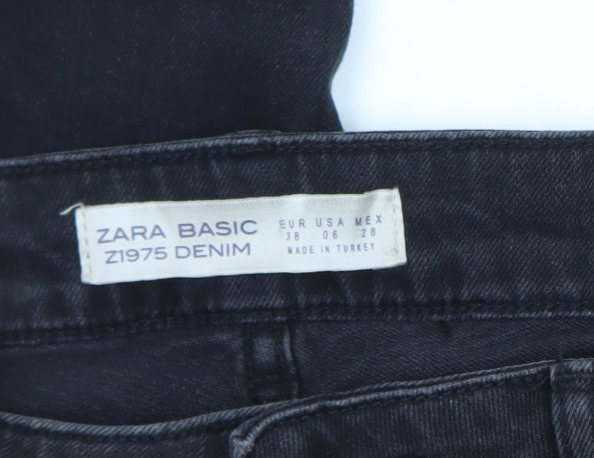 Zara Women Black Skinny Distressed Z1975 Denim Jeans Size 10