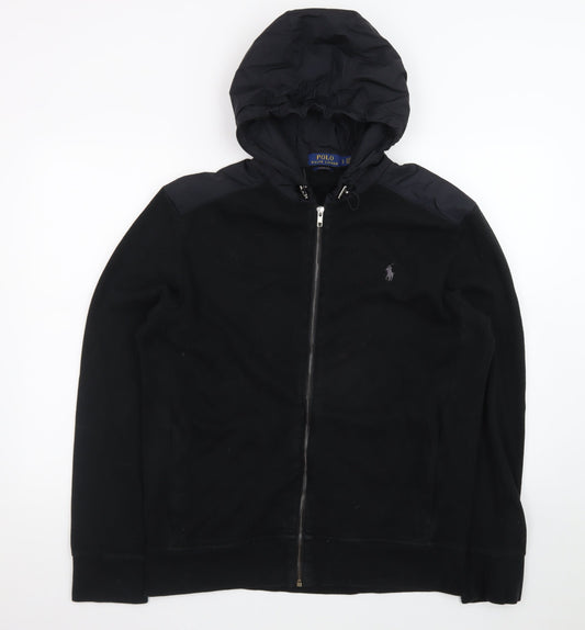 Polo Ralph Lauren Men's Black L Hooded Full Zip Estate Rib Jacket