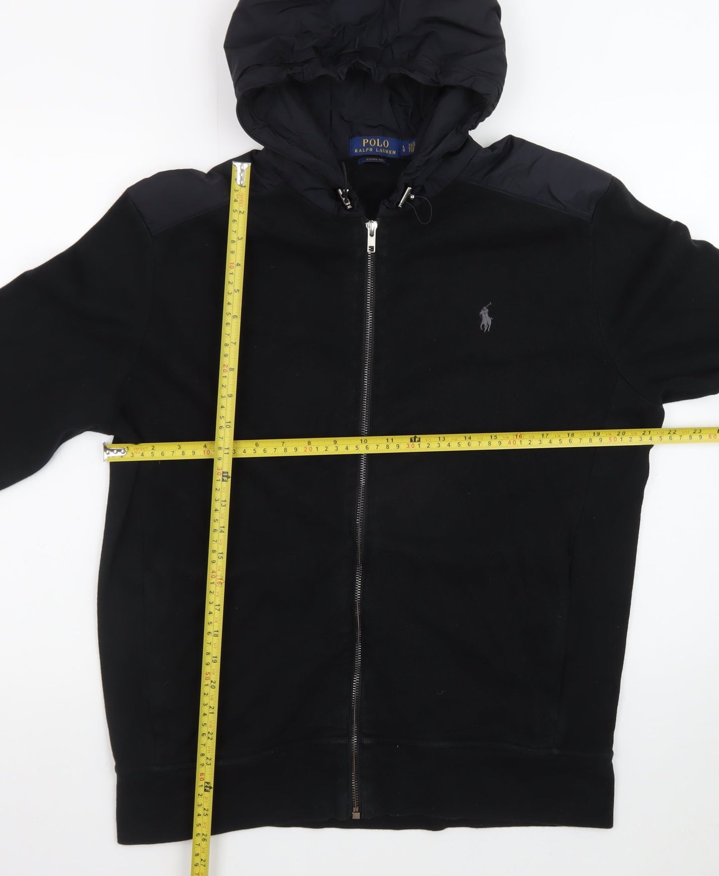 Polo Ralph Lauren Men's Black L Hooded Full Zip Estate Rib Jacket