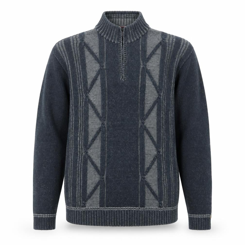 Point Zero Men's Blue XL Cotton 1/4 Zip High Neck Jumper