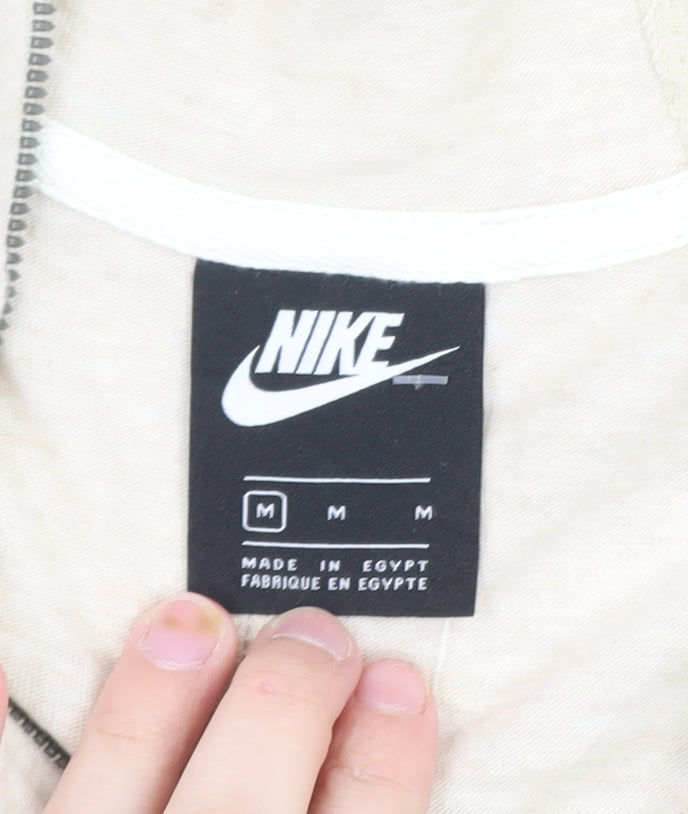 Nike Womens Beige Full Zip Hoodie Medium Organic Cotton Blend
