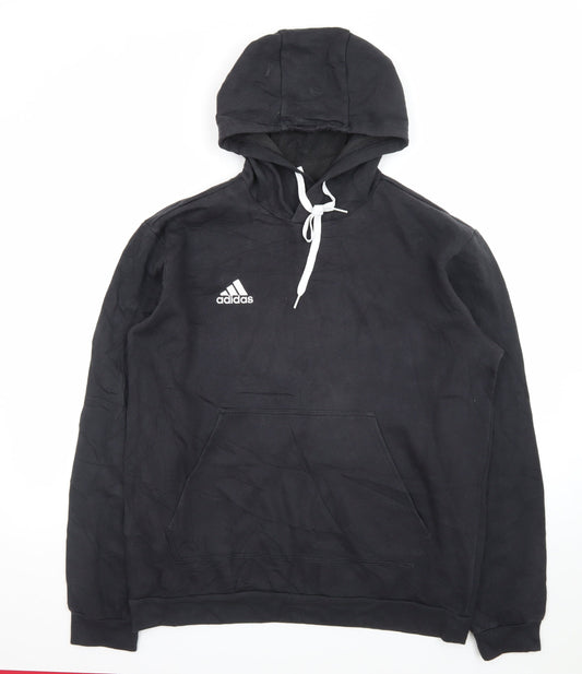 Adidas Mens Black Pullover Hoodie L Hooded Sweatshirt