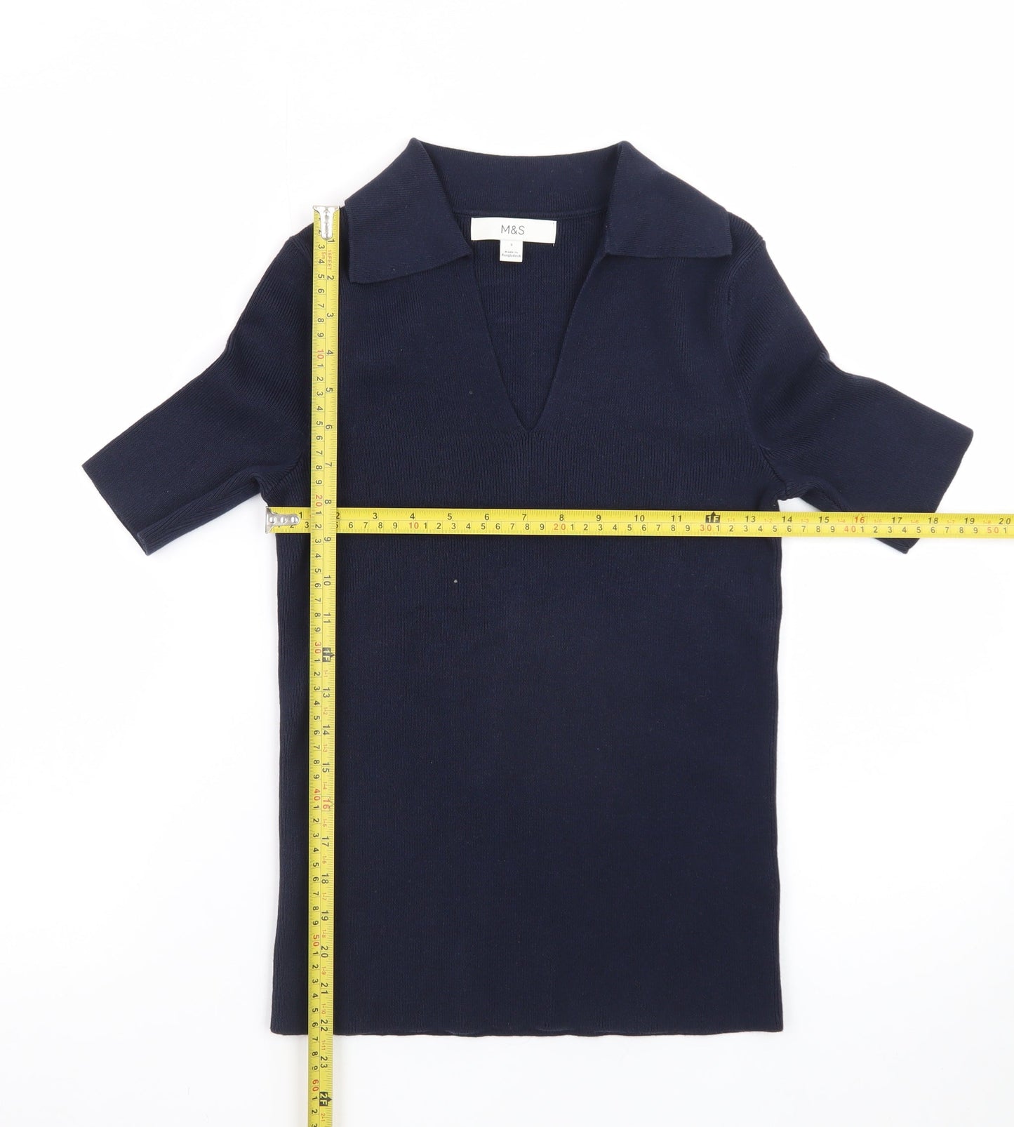 Marks and Spencer Men's Blue Short Sleeve Cotton Polo Shirt Size S
