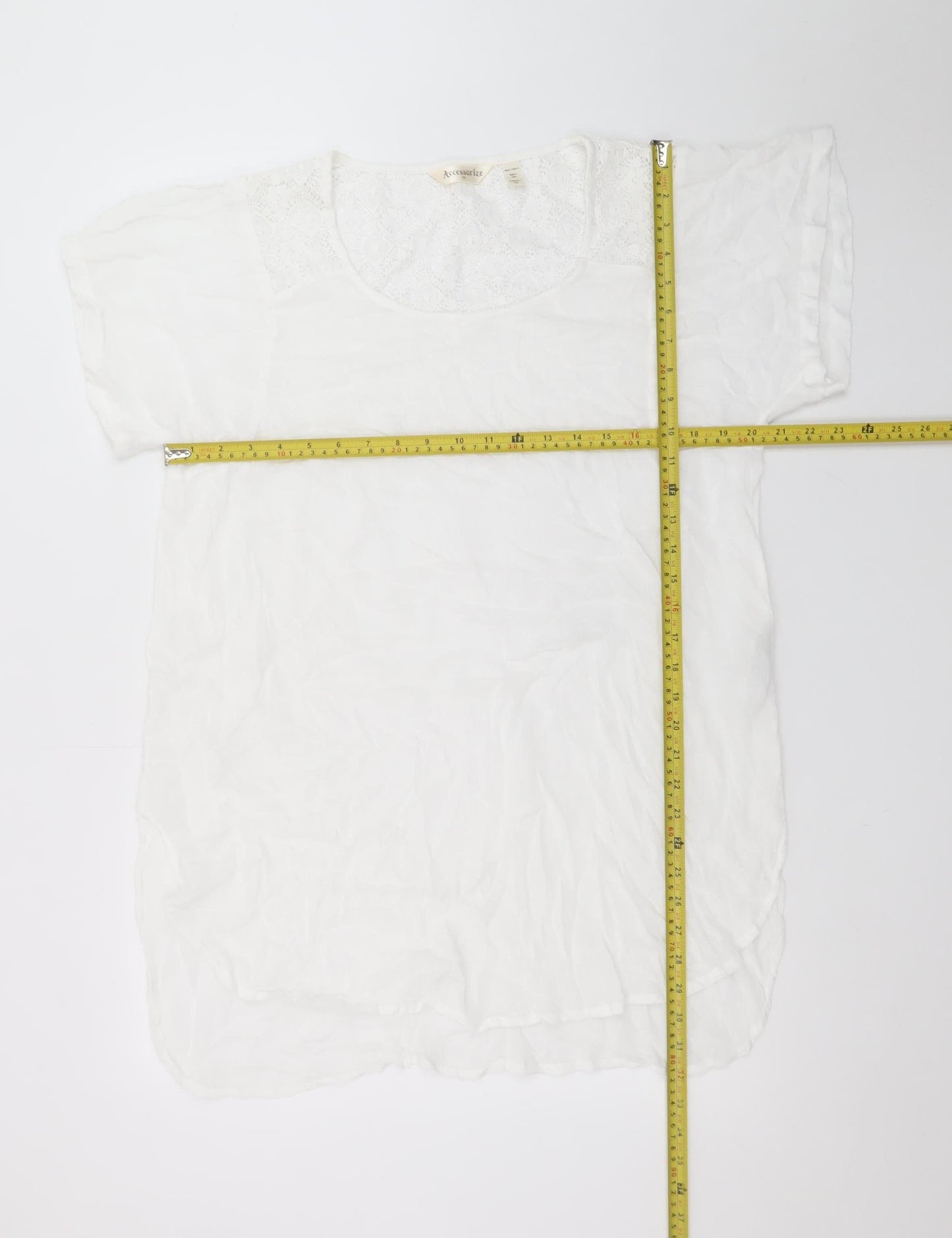 Accessorize Women’s White Lace Shift Dress XS Short Sleeve Summer