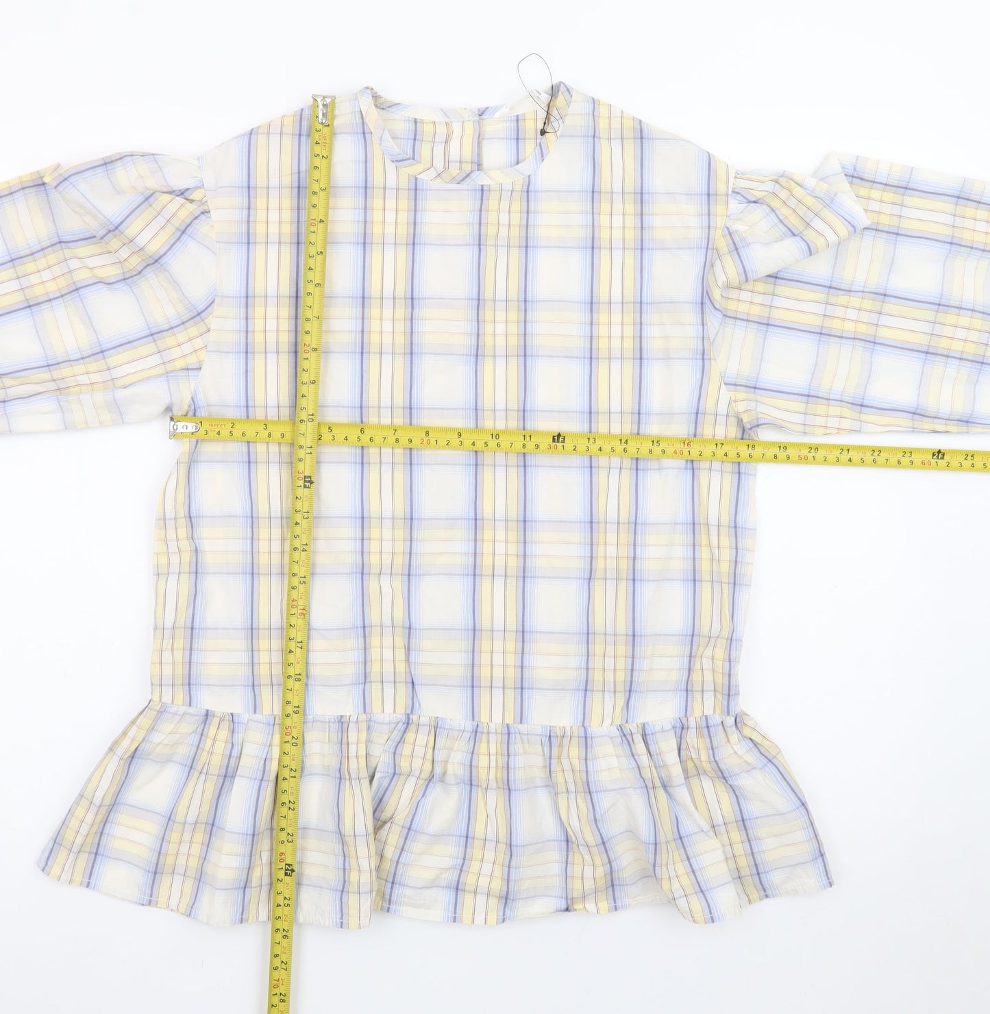 Marks and Spencer Teens Multicoloured Cotton Check Ruffle Blouse Size 16