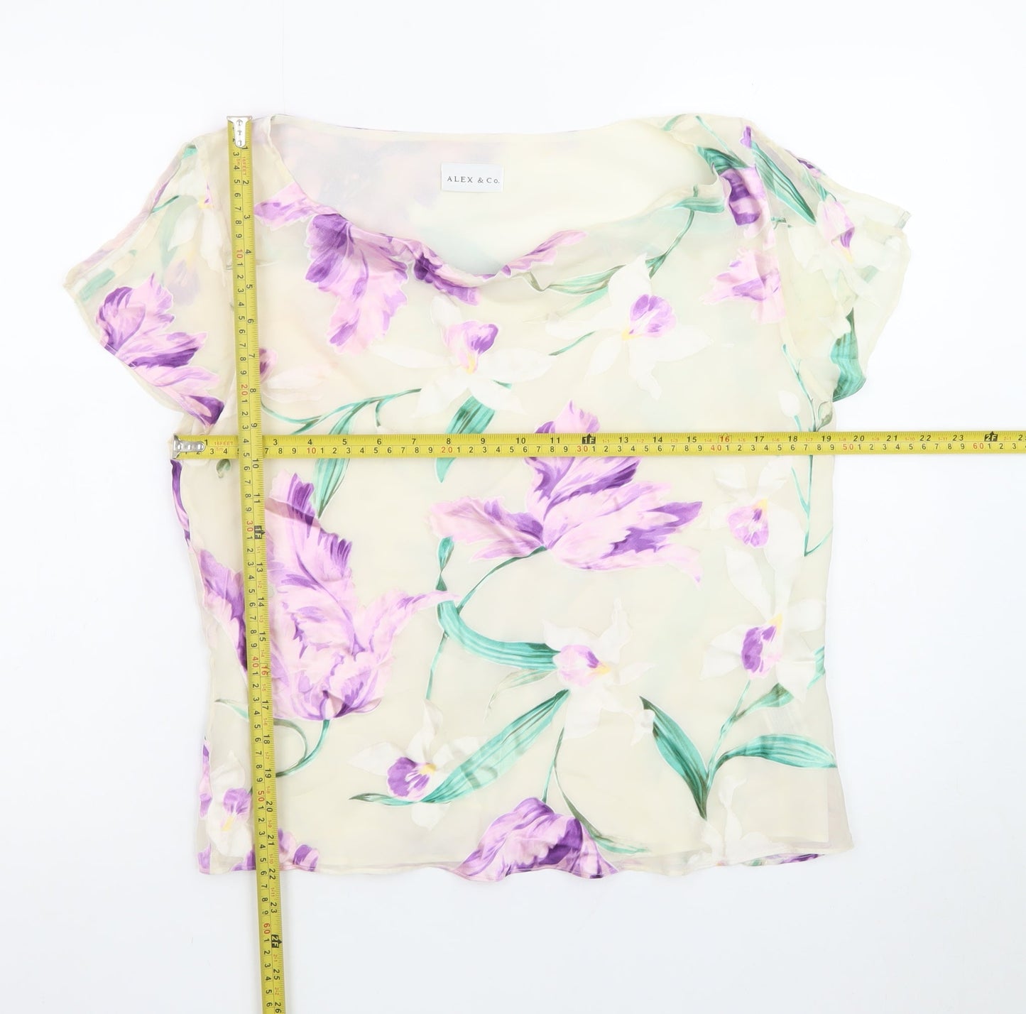 ALEX & Co. Women’s Multicoloured Floral Silk Blend Chiffon Blouse UK 18