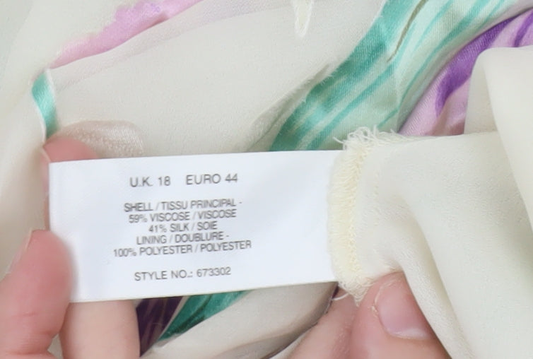 ALEX & Co. Women’s Multicoloured Floral Silk Blend Chiffon Blouse UK 18