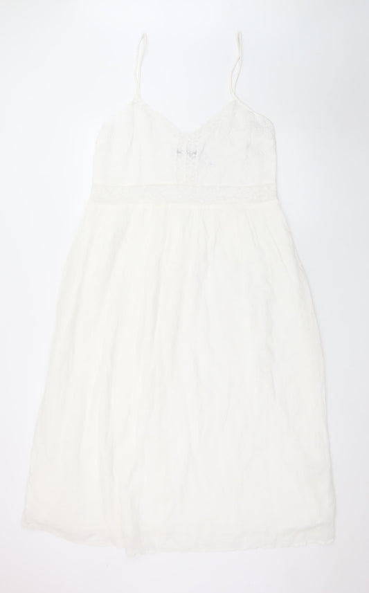 Zara Women’s White Lace Slip Dress Size 14 Summer Style