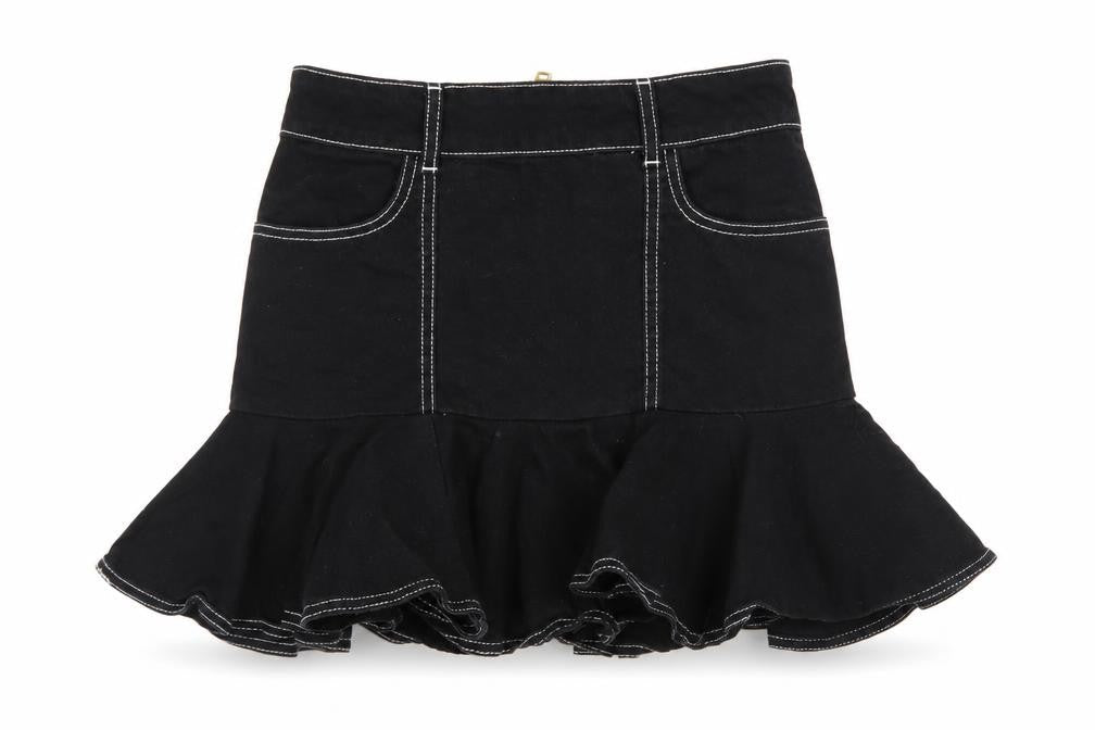 River Island Women’s Black Flared Short Denim Skirt Size 8