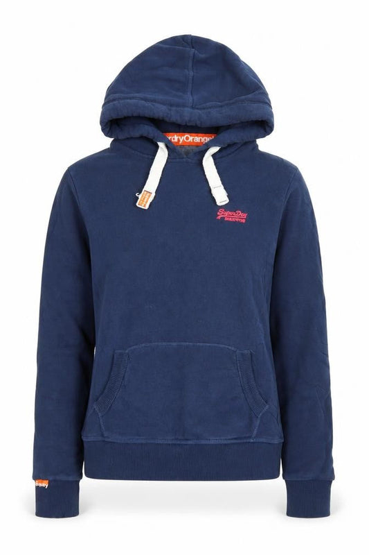 Superdry Women Navy Blue Pullover Hoodie Size L Orange Label