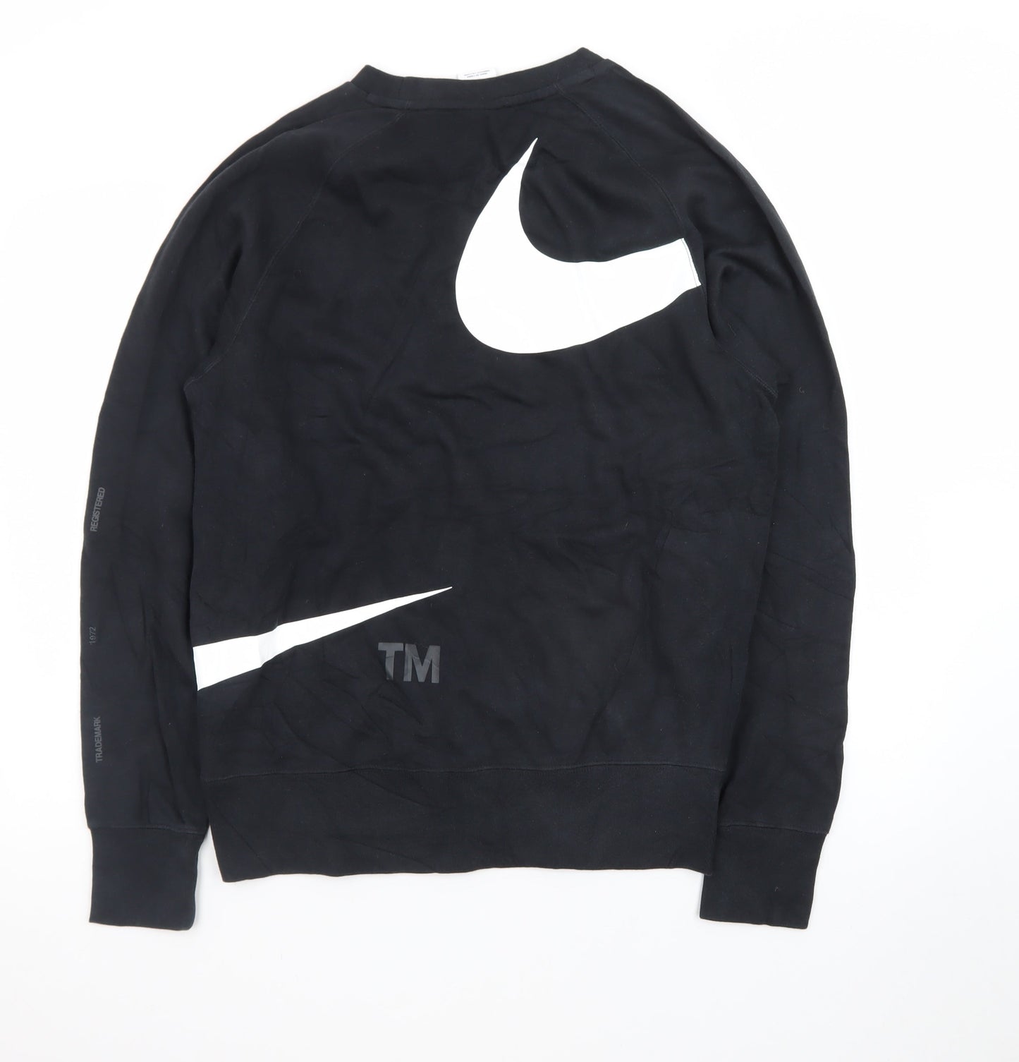 Nike Men's Black Swoosh Logo Graphic Crew Neck Sweatshirt Small