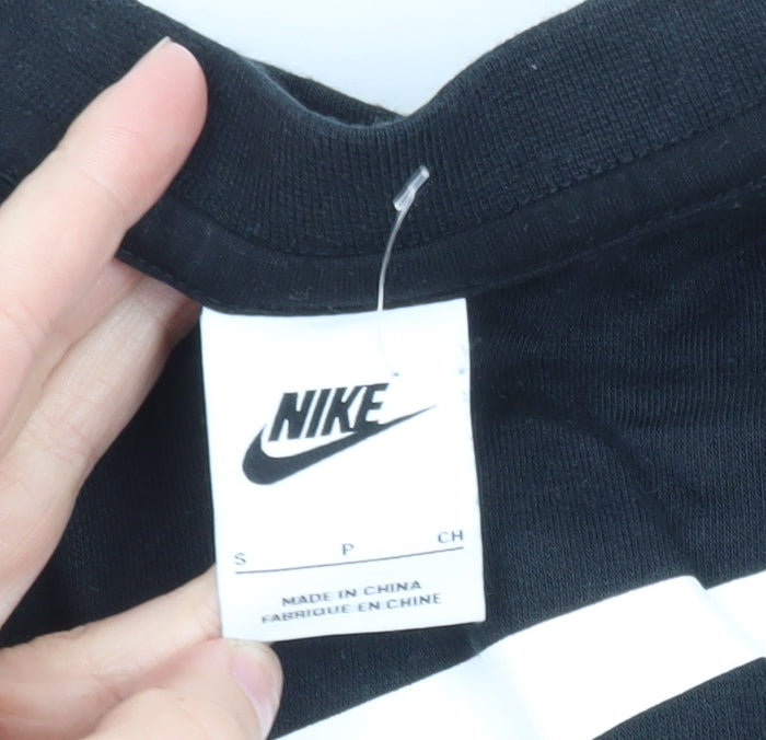 Nike Men's Black Swoosh Logo Graphic Crew Neck Sweatshirt Small