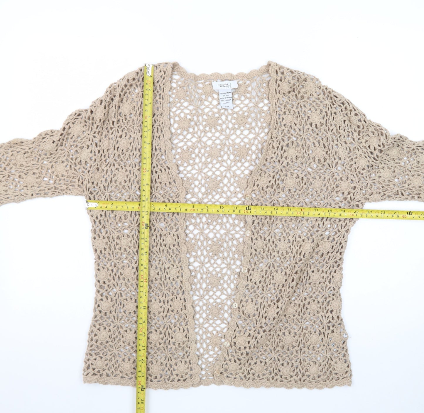 Northern Reflections Women's Beige Crochet Cotton Cardigan M