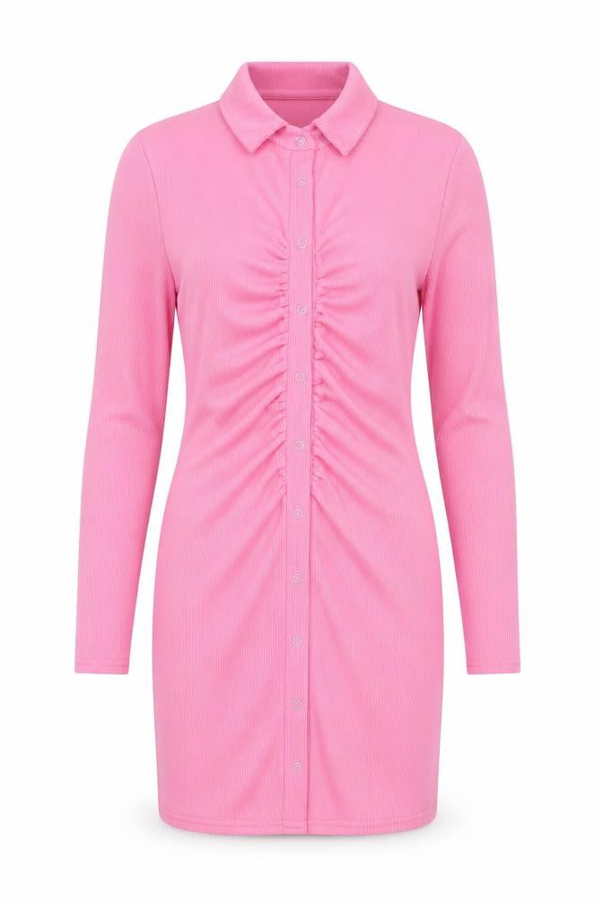 MissyEmpire Women’s Pink Bodycon Collared Stretch Dress Size 8