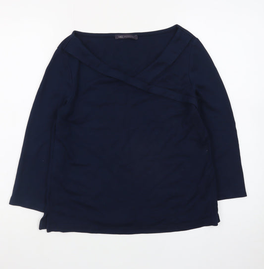 Marks and Spencer Women’s Navy Blue Wrap Jersey Top Size 12