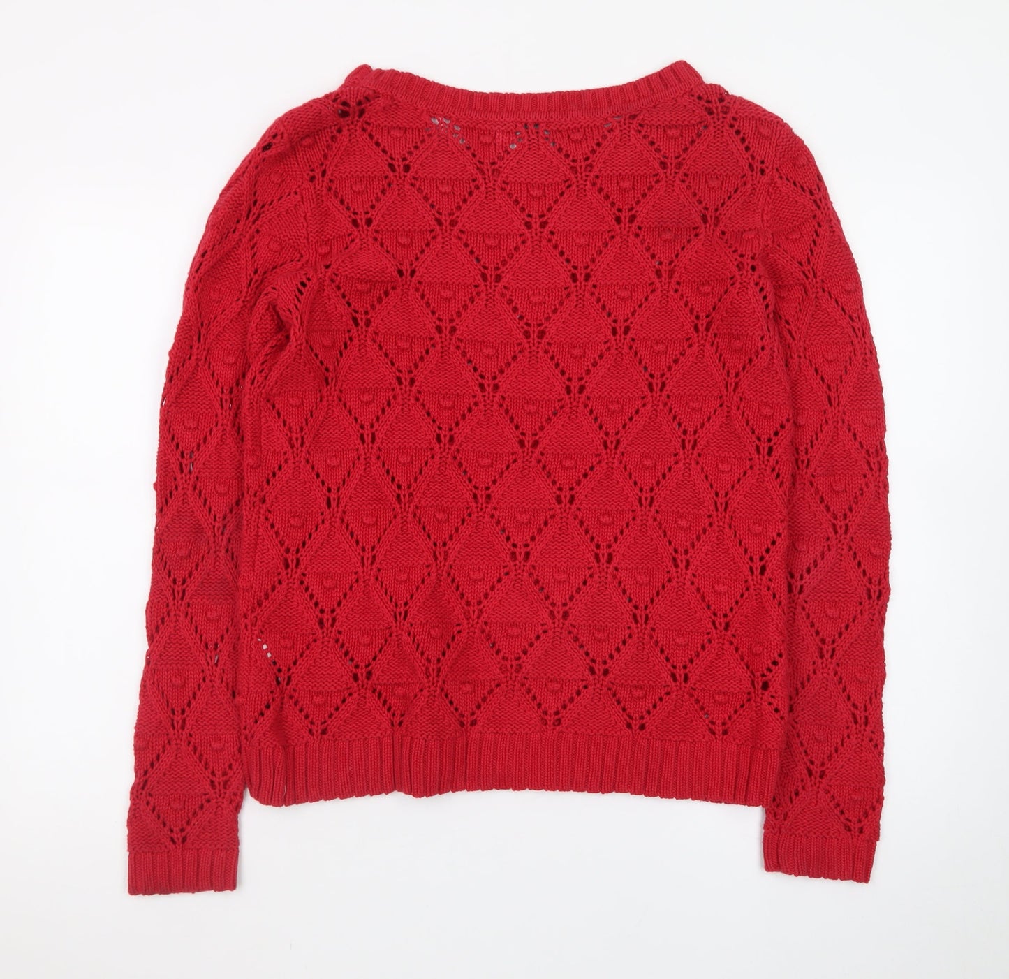 Tommy Hilfiger Men Red Open-Knit Cotton Jumper M