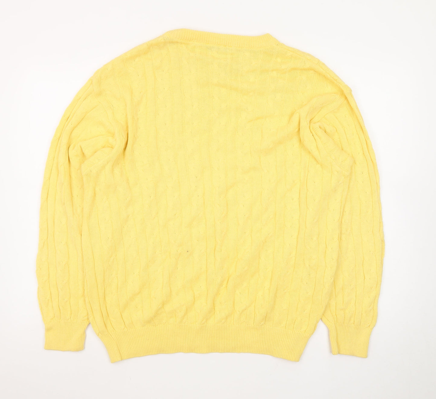 GioFerrari Women Yellow Cable-Knit Cotton Jumper Size 16