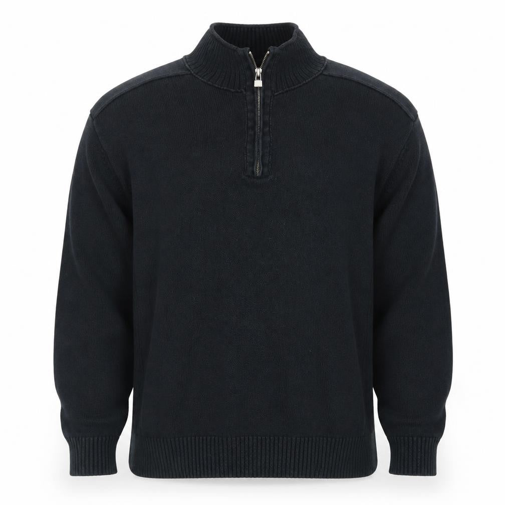 Next Men's Black XL 1/2 Zip High Neck Cotton Jumper