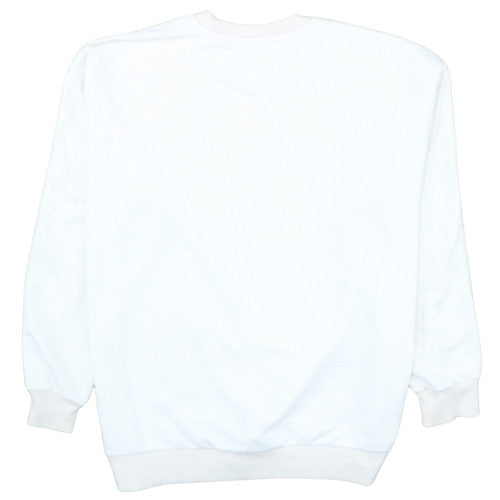 Adidas Women White Crew Neck Sweatshirt L 16-18 Relaxed Cotton Blend