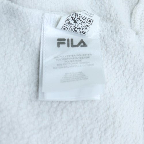 FILA Women White Crew Neck Pullover Sweatshirt Size 12 Logo Print