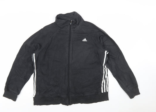 Adidas Womens Black Full Zip Sweatshirt Hoodie XL Relaxed Fit
