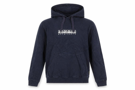 Napapijri Men's Blue XS Pullover Hoodie with Logo Print