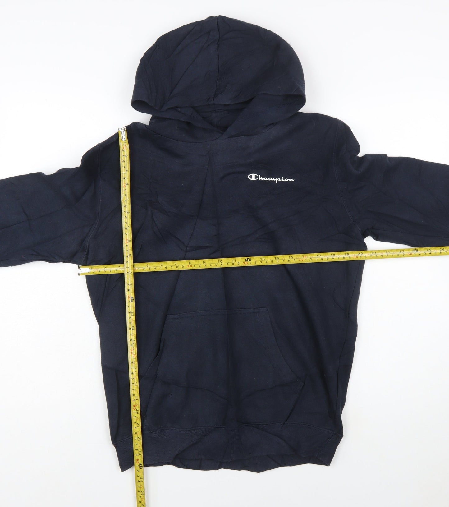 Champion Men's Blue Pullover Hoodie Medium Logo Fleece Sweatshirt