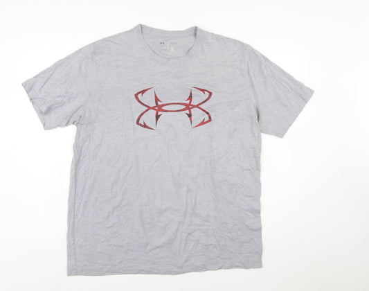 Under Armour Men's Grey HeatGear Graphic T-Shirt XL Loose Fit