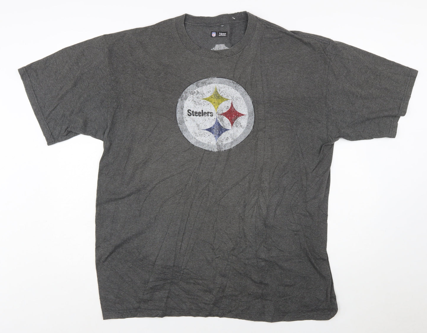 NFL Team Apparel Men's Grey XL Pittsburgh Steelers Graphic T-Shirt
