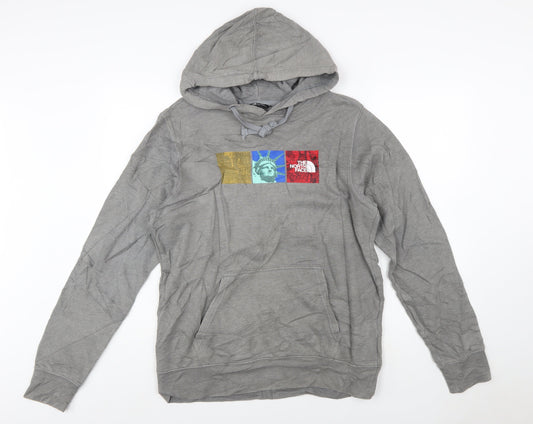 The North Face Men's Grey Pullover Hoodie M Graphic Logo Outdoor