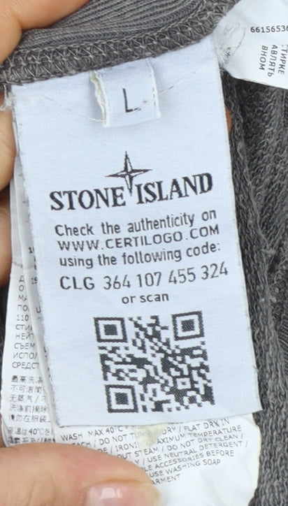 Stone Island Men’s Grey Cotton Crew Neck Pullover Sweatshirt L