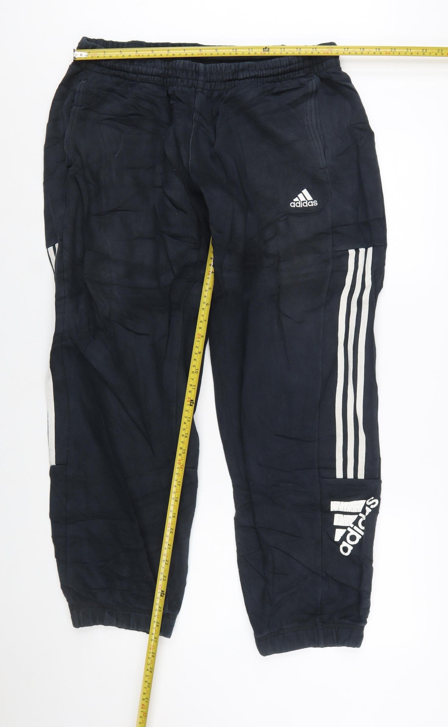 Adidas Men's Black XL Jogger Trousers with Stripes