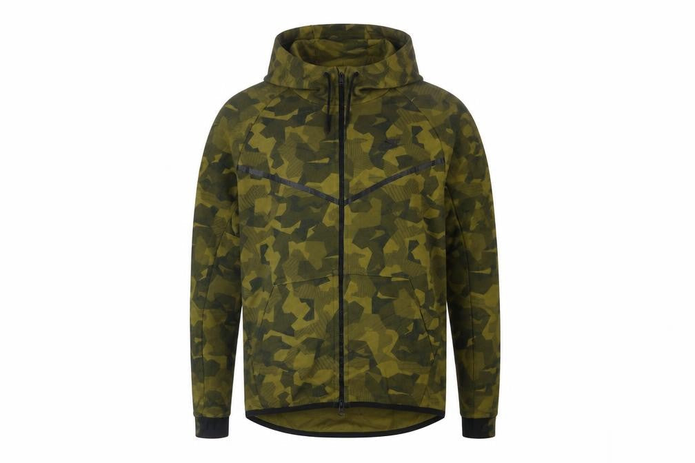 Nike Men's Green Camouflage Full Zip Hoodie Size M