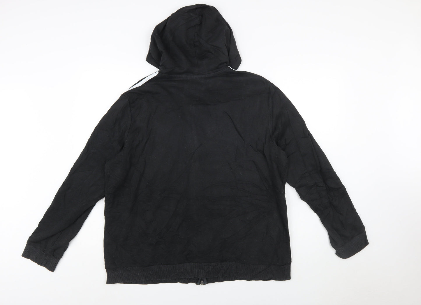 Adidas Men's Black 2XL Full Zip Hoodie with Logo Stripes