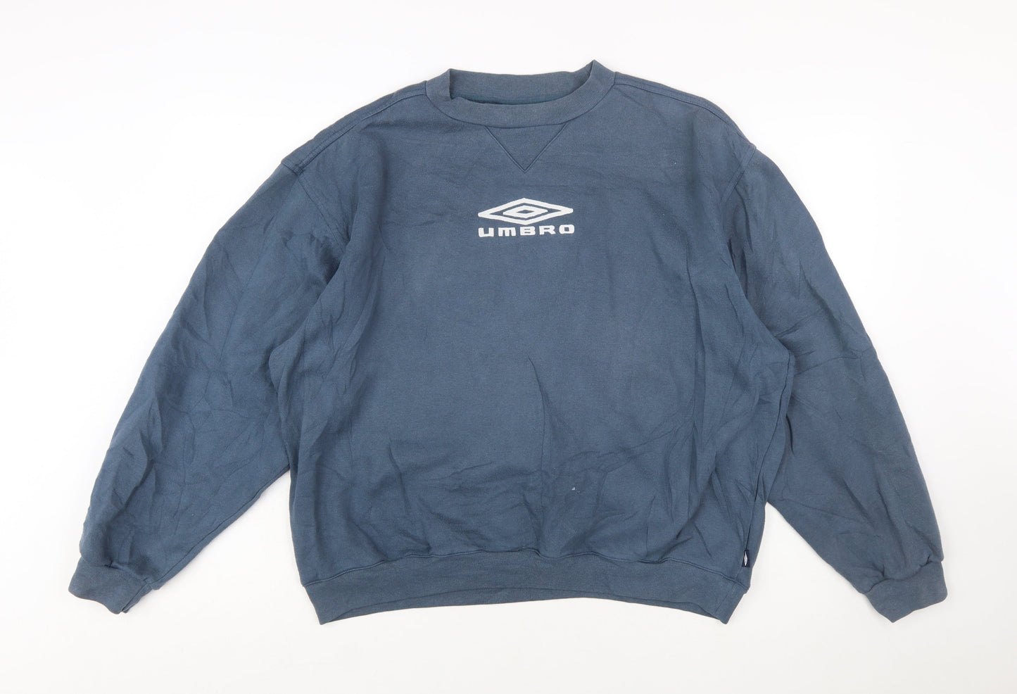 Umbro Men Blue L Pullover Crew Neck Retro Sports Sweatshirt