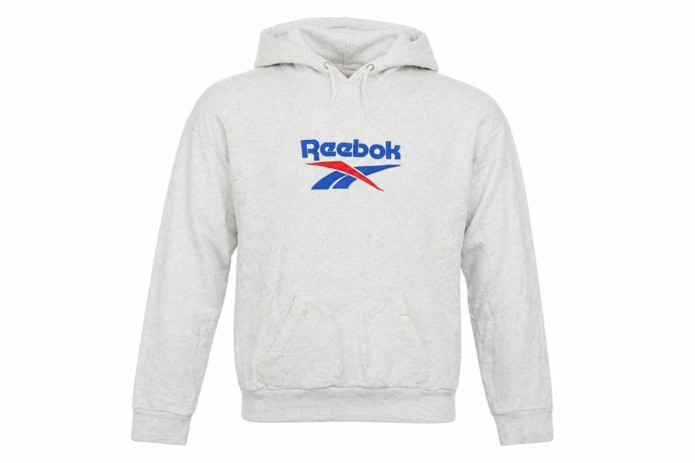 Reebok Mens Grey XS Pullover Hoodie Classic Logo Cotton Sweatshirt
