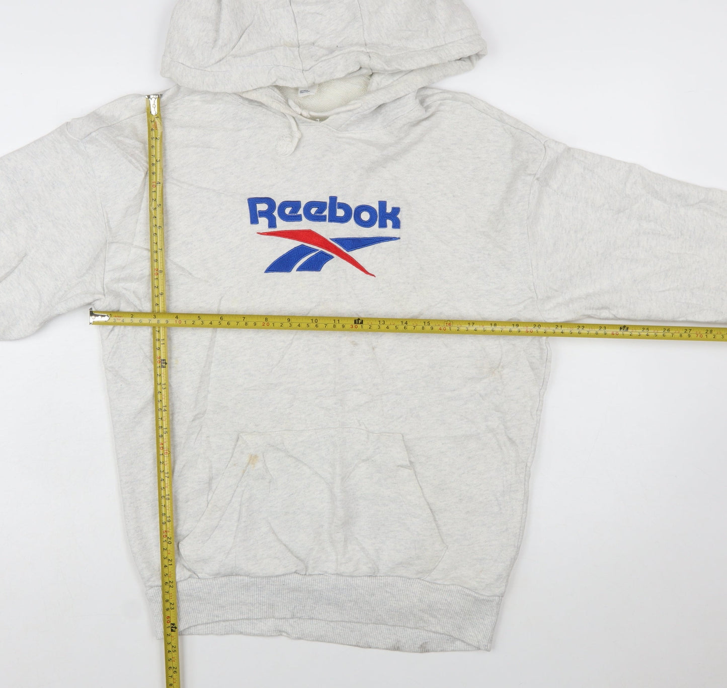 Reebok Mens Grey XS Pullover Hoodie Classic Logo Cotton Sweatshirt