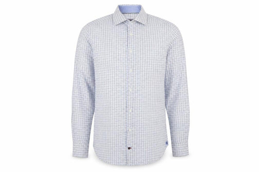Tommy Hilfiger Men’s Blue Check Slim Fit Long Sleeve Cotton Shirt 15.75
