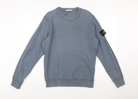 Stone Island Men's Blue Crew Neck Pullover Sweatshirt Size S