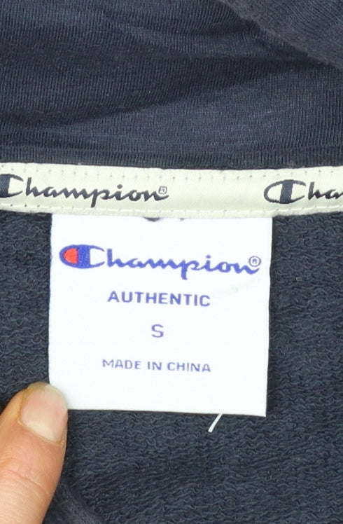 Champion Men's Blue Pullover Hoodie Small Logo Sweatshirt