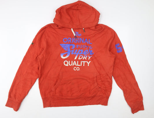 Superdry Men’s Red Pullover Graphic Hoodie 2XL Fleece Casual