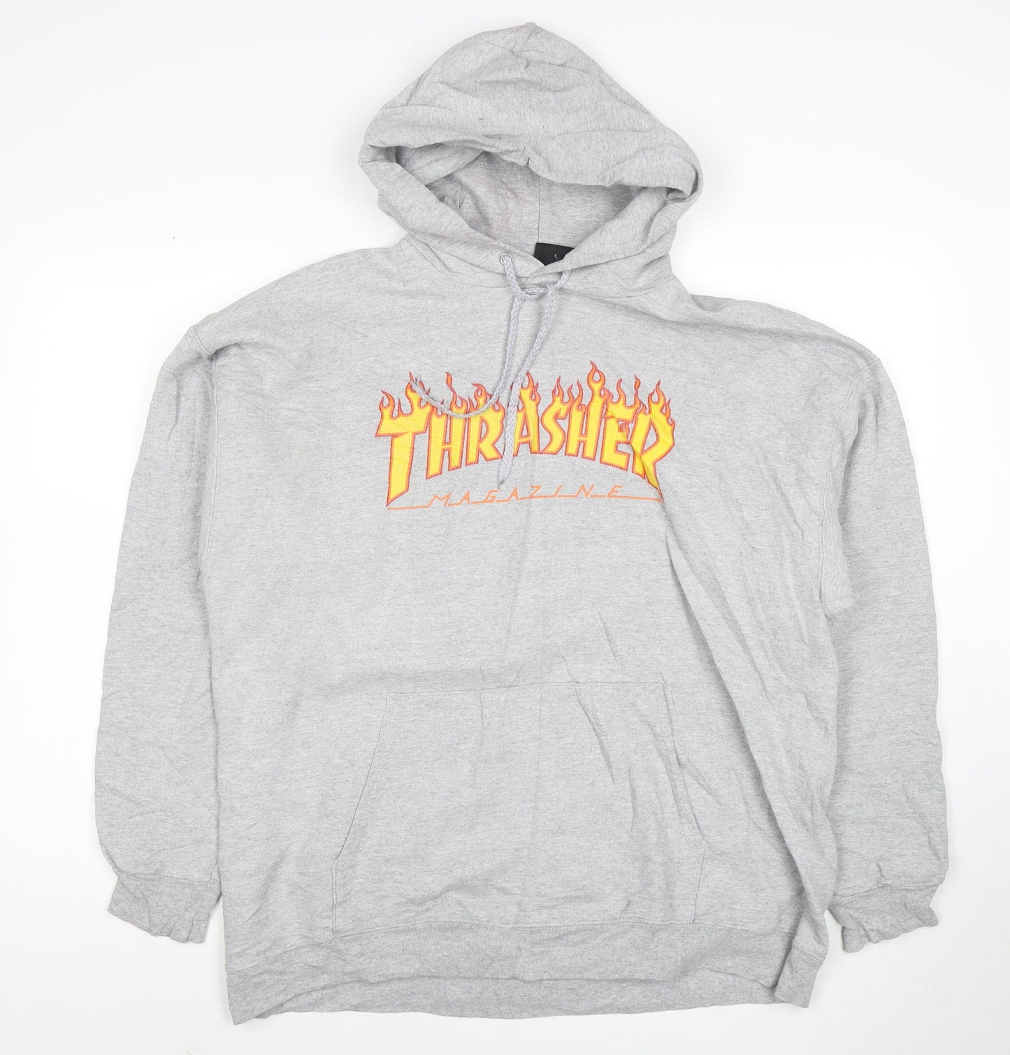 Thrasher Men’s Grey Pullover Hoodie L Logo Skate Sweatshirt