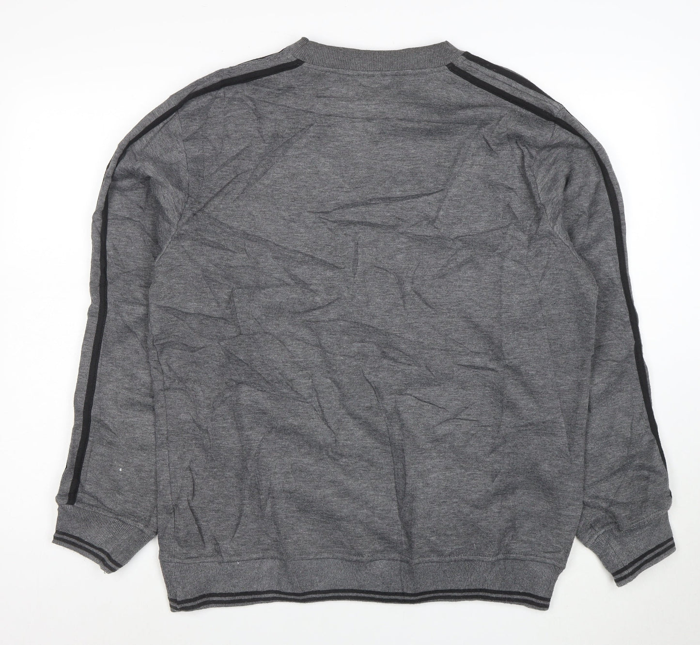 Lonsdale Men Grey Pullover Sweatshirt L Logo Sports Crew Neck