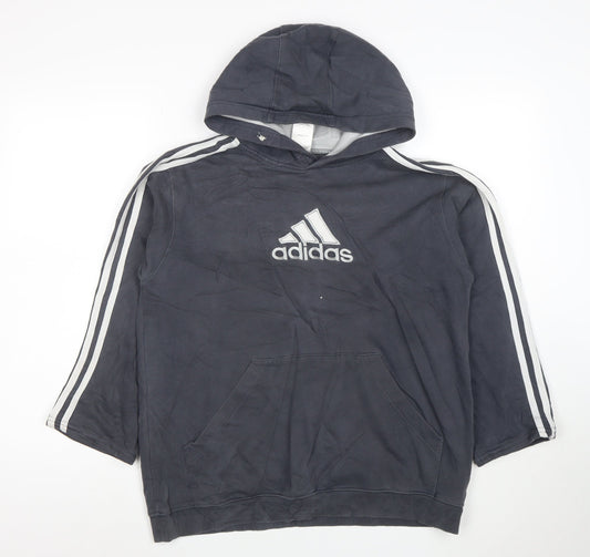 Adidas Womens Grey Pullover Hoodie Size 14 Cotton Blend Casual