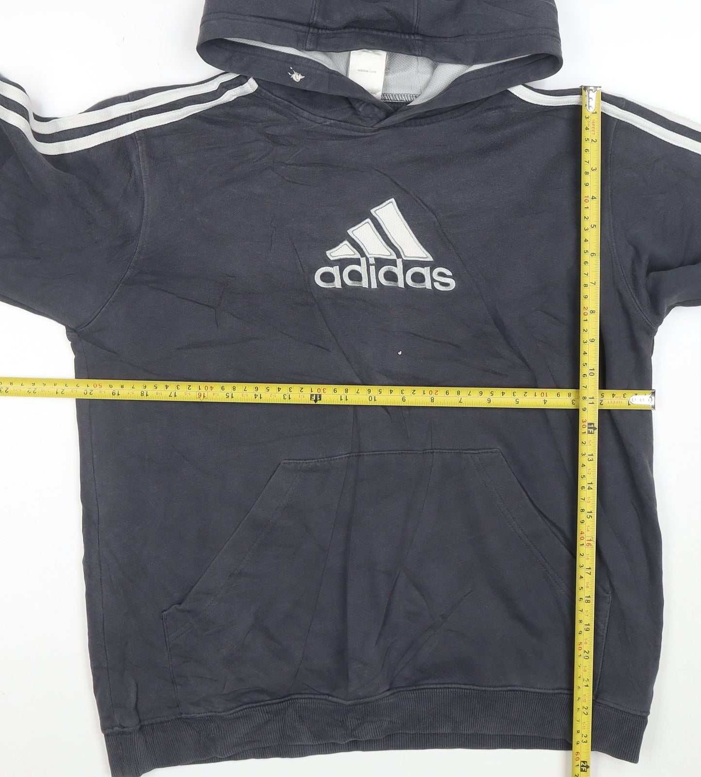 Adidas Womens Grey Pullover Hoodie Size 14 Cotton Blend Casual