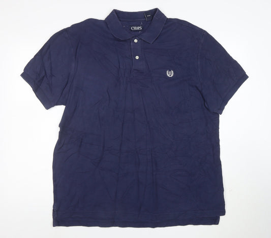 Chaps Men's Blue XL Cotton Short Sleeve Polo Shirt