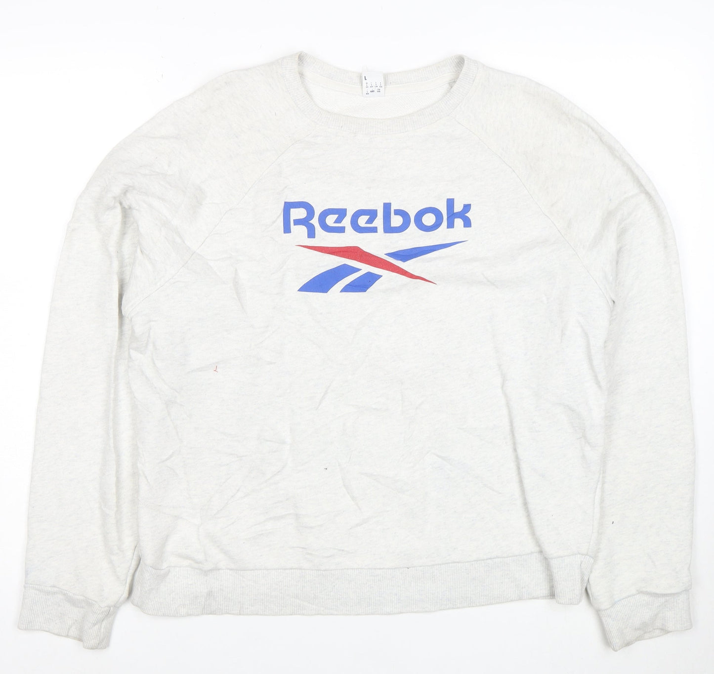 Reebok Mens White L Pullover Crew Neck Sweatshirt