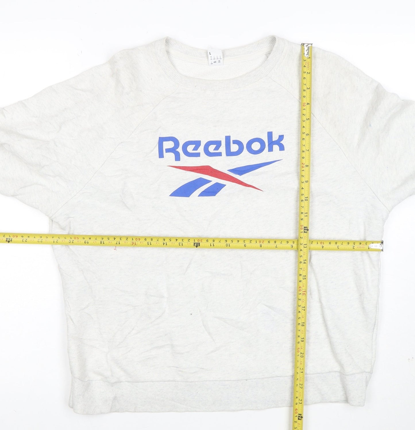 Reebok Mens White L Pullover Crew Neck Sweatshirt
